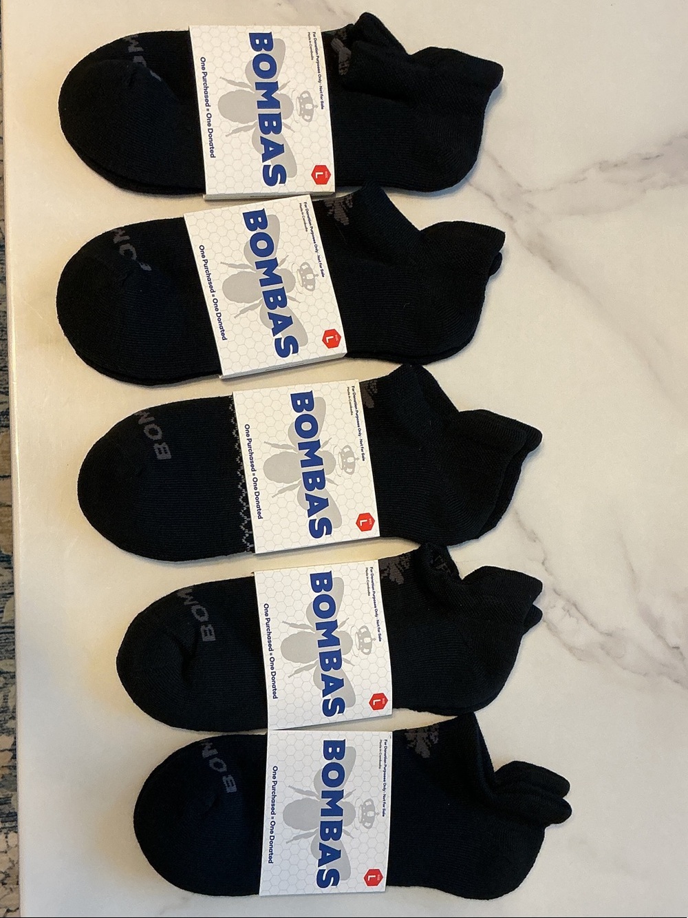 Bombas Men's Black Low-Cut Athletic No-Show Socks - 5 Pack brand new
